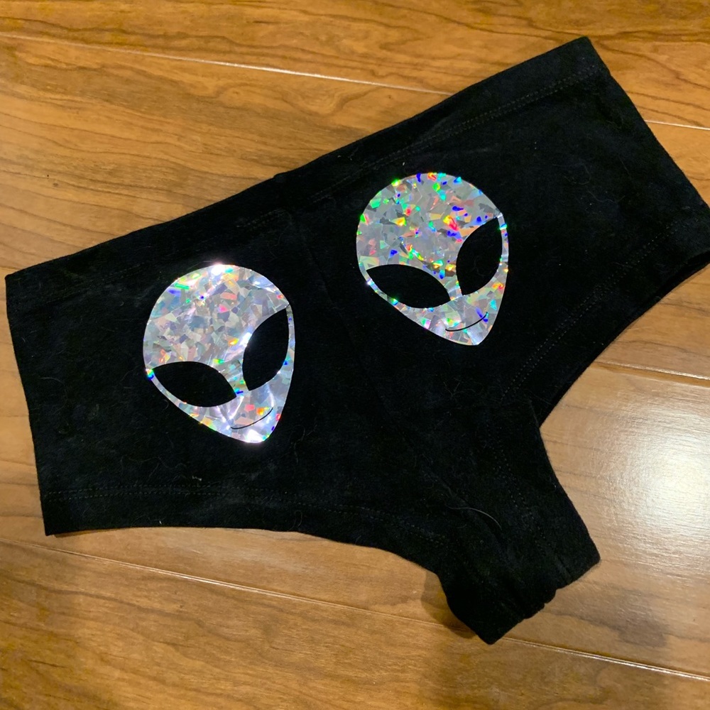 Holographic alien booty shorts